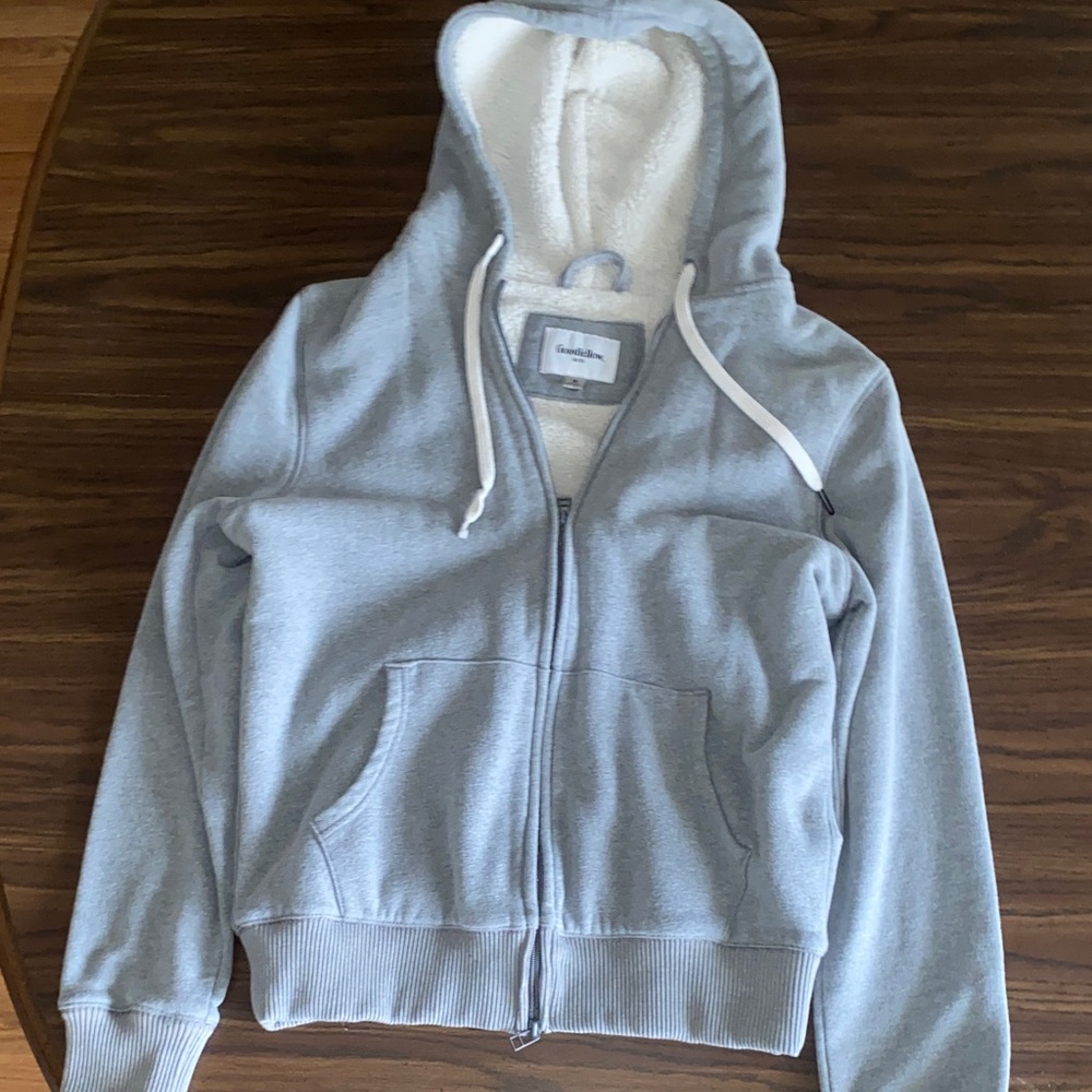 Goodfellow & Co Light Gray Sherpa Hoodie Patch